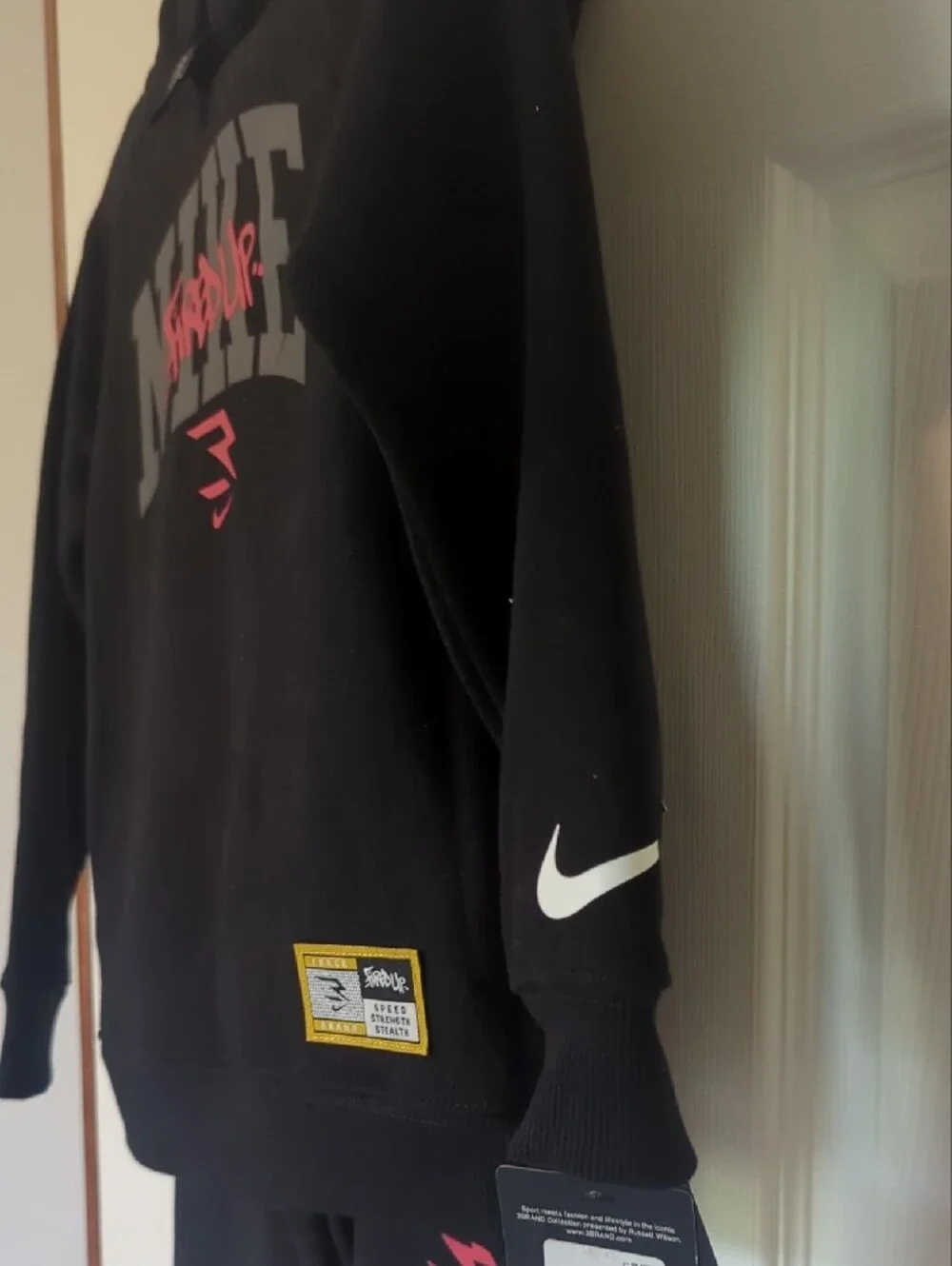 Nike Black Kids Hoodie and Jogger Set with Red Accents